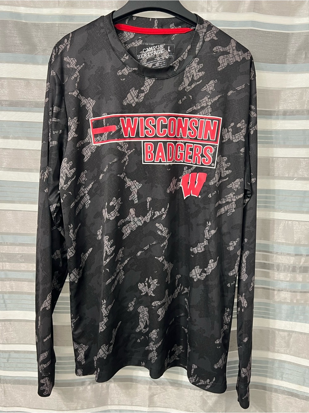 Campus Heritage Wisconsin Badgers Long Sleeve Performance Tee - Black/Red